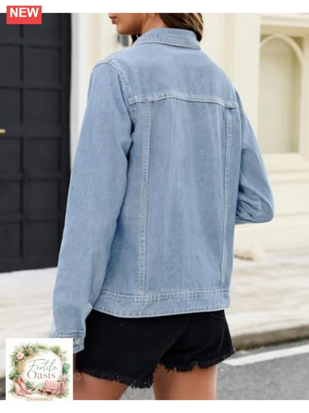 Women's Cropped Denim Jacket Fitted Trucker Casual Long Sleeve Stretch Jean